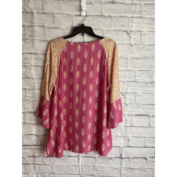 Susan Graver Women’s Boho Beachy Woven Printed Tunic Top Size Large - Picture 6 of 7